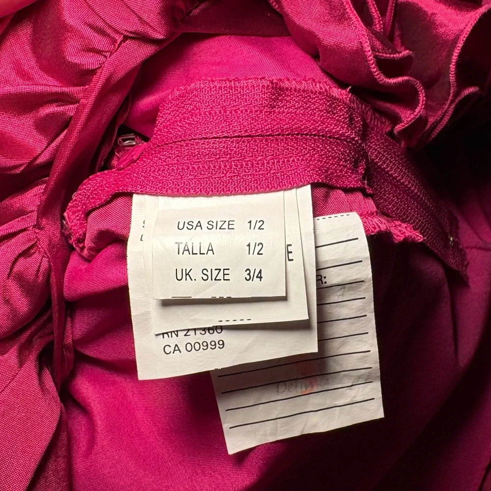 Mori Lee Hot Pink Halter Cocktail Dress with Embellished Bodice - Picture 5 of 6